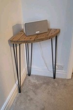 Handmade Corner console table on Hairpin Legs  from Cable Reel spool /upcycled
