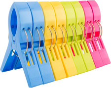 Colorful Beach Towel Clips - 8 Pack Large Plastic Clips for Sun Loungers