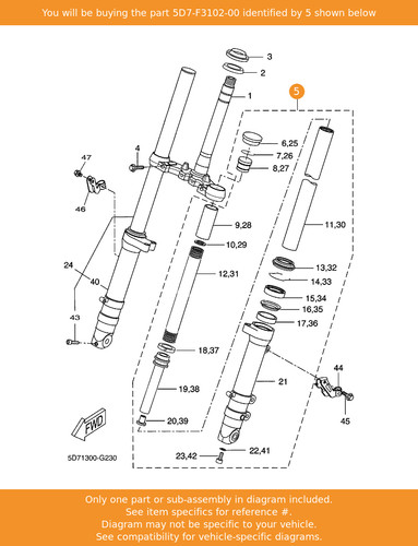 Yamaha front fork assy - fork,