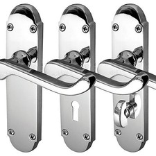 Epsom Internal Door Handles Lock Latch Bathroom Sets - Polished or Satin Chrome
