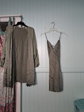 Vintage 2-Pc Set Gold Label 90's Victoria’s Secret Silk Chemise Slip & Robe Sz M