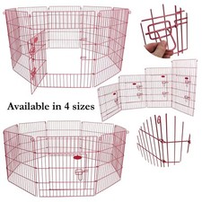 Pink Pet Dog Pen Puppy Rabbit Foldable Metal Playpen Enclosure Run Cage