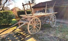 Antique French wooden hay cart