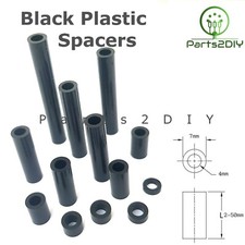 Black Nylon Spacers ID 4mm x OD 7mm Plastic Standoff Washers 2-50mm Length UK