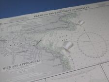 Vintage Admiralty Chart ~  Scotland ~ Plans On The East Coast Of Scotland ~ 1462