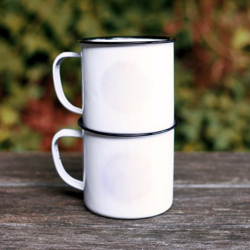 Set white enamel mugs - set, of