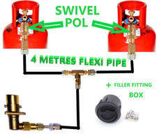REMOTE REFILL PROPANE 2 gas BOTTLES cylinder SET 4 METRES FLEXI GAS PIPE 