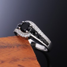 Black Stone Women Wedding Ring Dazzling Crystal Zircon Delicate Gift Top Quality