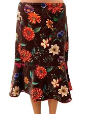 OILILY size 40 women's velvet skirt multi-colored floral MIdi Ruffle