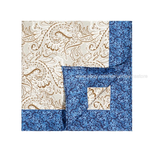 Men blue border paisley - men's,