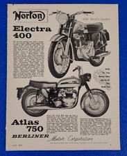 1963 NORTON ELECTRA 400 AND ATLAS 750 BERLINER MOTORCYCLES ORIGINAL PRINT AD