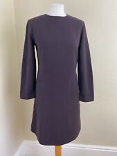 VINTAGE 1980s/90s JAEGER brown wool shift dress size 10 knee length long sleeve