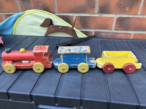 Wooden train vintage 1950s mid - wooden,