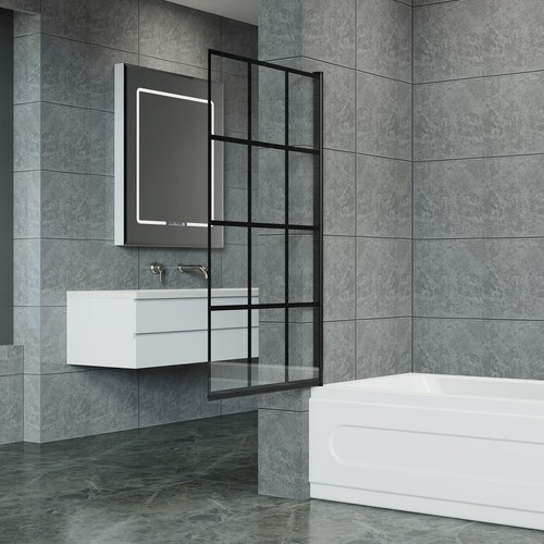 Over bath screen panel black - panel,