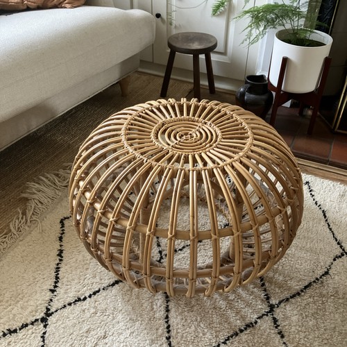 Large vintage bamboo rattan - bamboo,