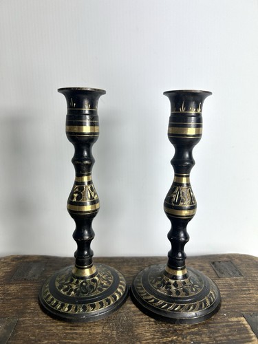 Vintage brass candlesticks - brass,