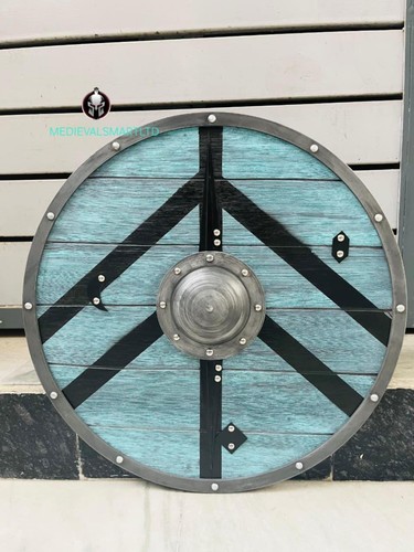 Wooden shield blue viking - ,