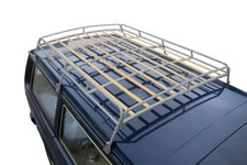 1.8m VW T25 silver powder coated steel roof rack with solid beech slats C9069P