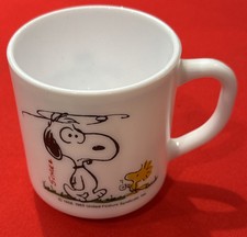 Vintage Snoopy Milk Glass Cup