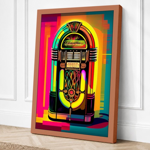 Neon jukebox retro canvas - jukebox,