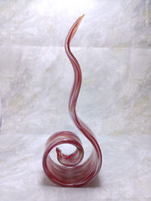 Red Twisted Art Glass Figurine White Clear 11.75" HGT Hand Made Sculpture