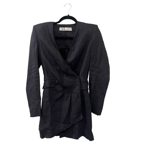 Zara blue linen asymmetrical - zara,