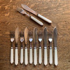 Vintage Set of 12 RYALS Silver Plated EPNS Fish Cutlery * 6 Place Settings (11D)