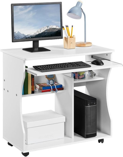 Wood rolling computer desk - desk, pc