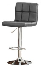 Grey Faux Leather & Chrome Bar Chair W43cm x D49cm x H94-116cm BOWDEN