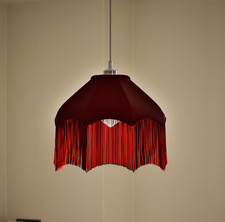 M&S Fringed Red Velvet Lamp