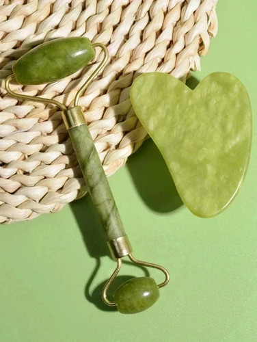 Jade gua sha face roller - face, set