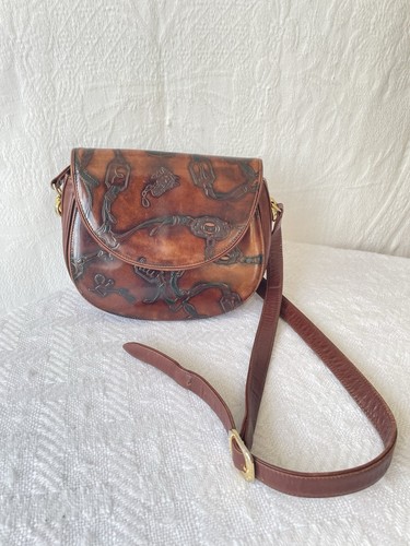 Vintage leather saddle bag - leather,