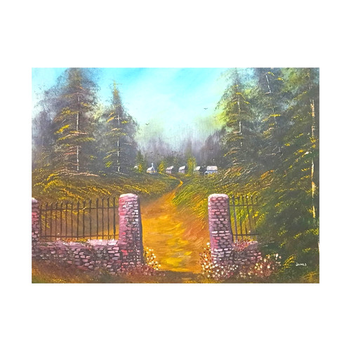 Country lane gate landscape - landscape, |