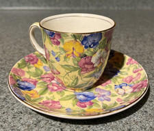 Royal Winton Grimwades England Demitasse Cup & Saucer "Sweet Pea" 1940's
