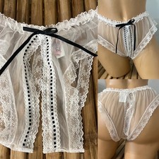 VINTAGE WHITE NYLON CHIFFON PANTIES ONE SIZE