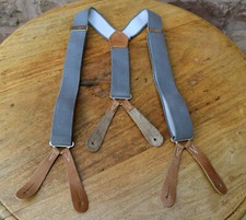 VINTAGE GENUINE ISSUE RAF ELASTIC LEATHER BUTTON ON BRACES british army