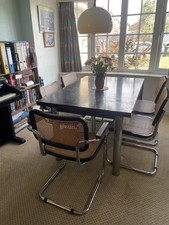 Habitat Marcel Breuer  6 Cesca Black Chrome Chairs 70s Extendable Ash Table