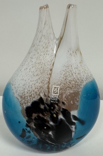 Vintage mdina glass malta twin - glass,