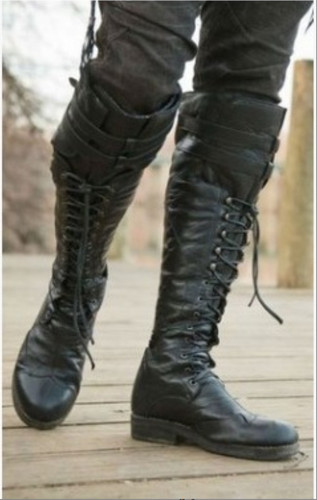 Men knee high boots flat - men's,
