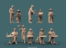 Peddinghaus 3D Print 1-72 72F406 10 Restaurant Guests And Tables & Chairs