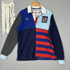 Canterbury Uglies Rugby Jersey Large L Long Sleeve Polo Shirt Blue Red Striped