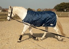 Rhinegold Horsewalker/Lunge Exercise Rug in Navy, Yellow | 5'0"-6'9"