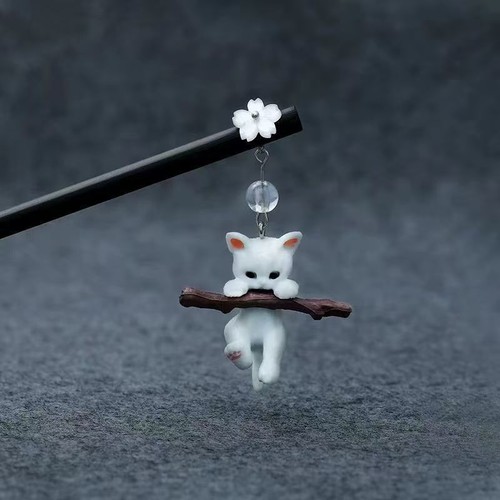 Cute hanging white - white, cat