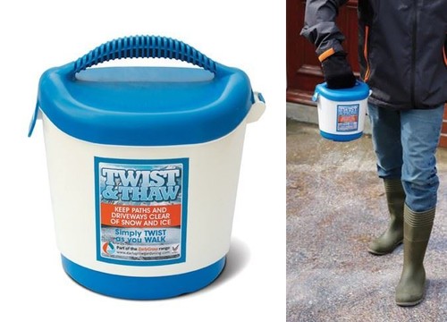 Hand held salt grit spreader - held,