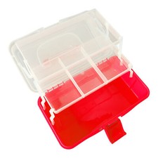 3 Layer Storage Box Plastic Folding Tool Box Portable Organizer Red