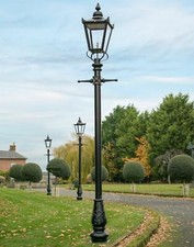 Black Victorian Style Garden Lamp Post Set Lighting Set - 3.2m Total Height