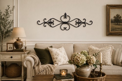 Metal scroll wall art - art, door