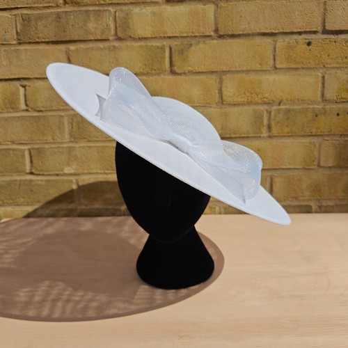 White large fascinator wedding - white,