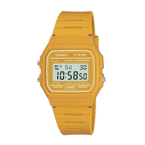 Casio f91w yellow resin - yellow, strap