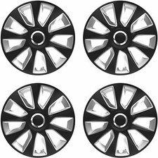 Wheel Trim Cover To Fit Seat Altea Freetrack Black/Diamond Cut Silver